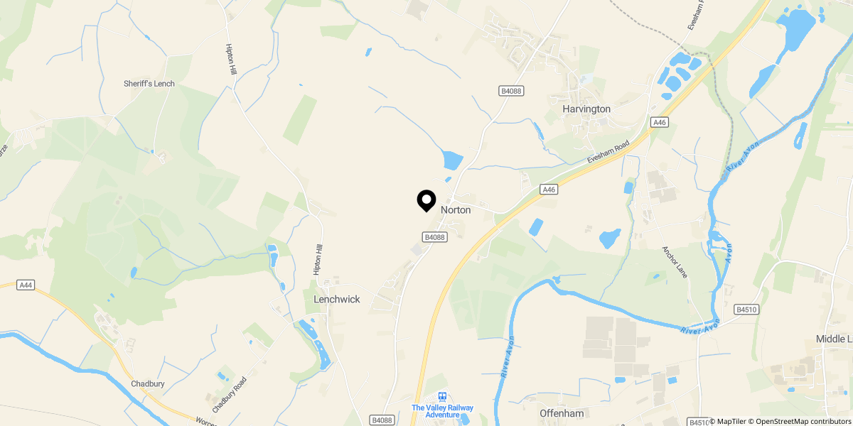 Approximate location of Sycamore Barn, Evesham Road, Norton, WR11 4TL