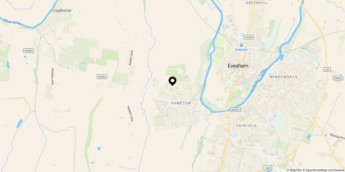 Approximate location of Merrybrook, Hampton, Evesham, WR11 2QF