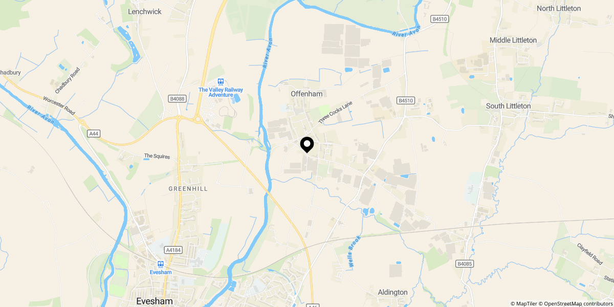 Approximate location of Crabtree Leys, Offenham, WR11 8SE
