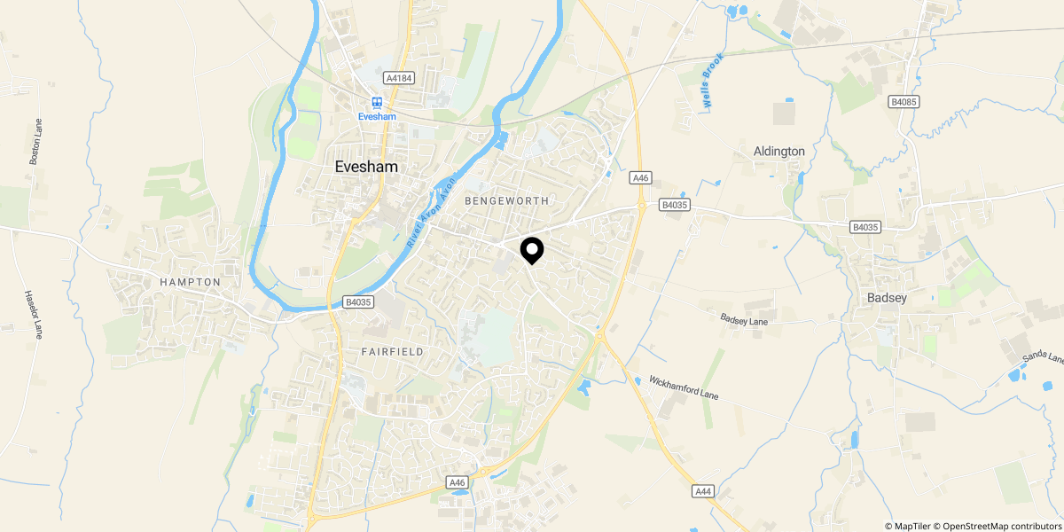 Approximate location of Badsey Lane, Evesham, WR11 3EZ