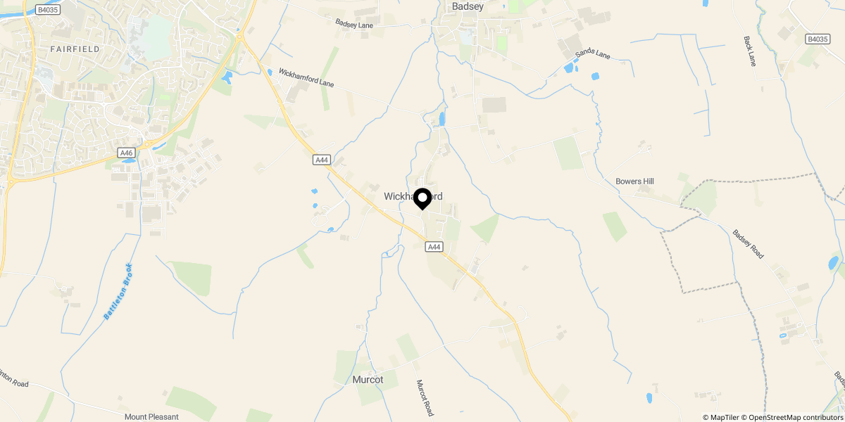Approximate location of Manor Close, Wickhamford, WR11 7SB