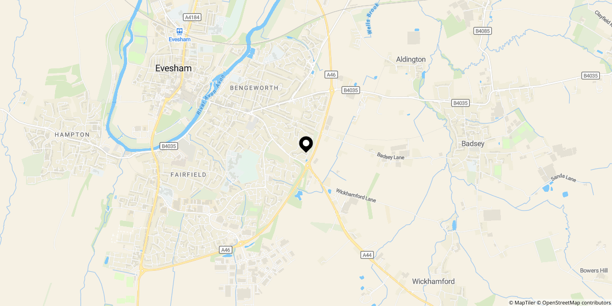 Approximate location of Mount Road, Evesham, WR11 3HE
