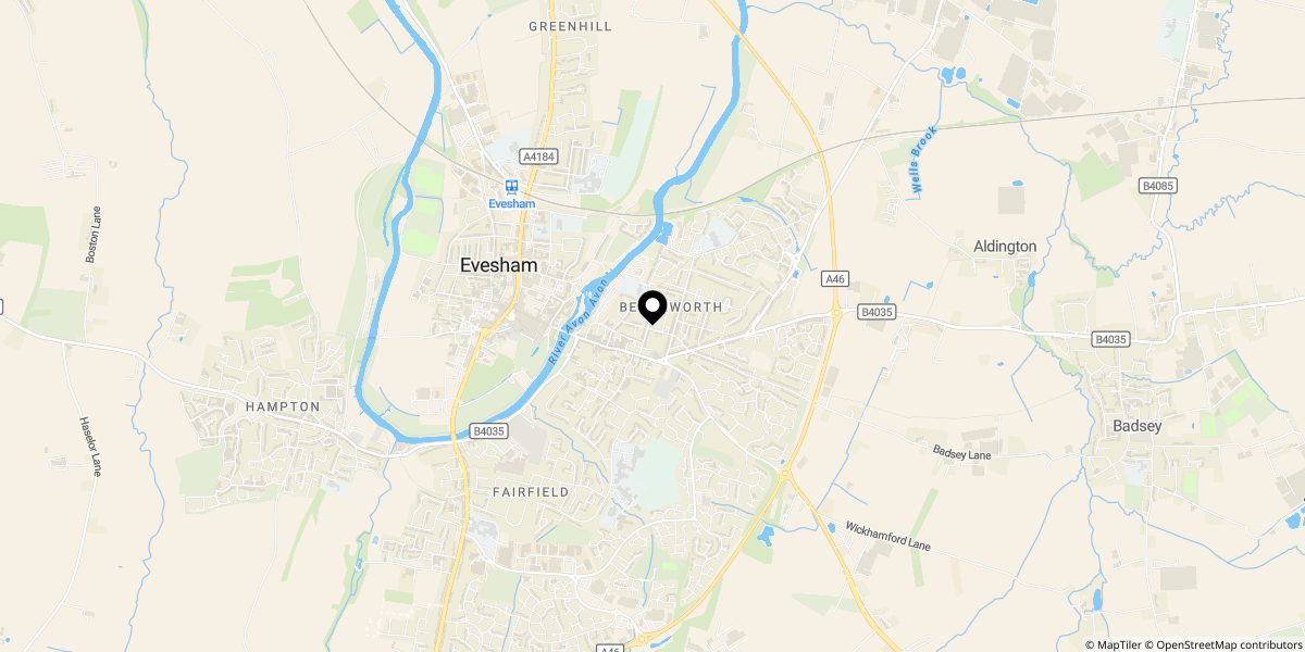 Approximate location of The Old Coach House, Northwick Road, Evesham, WR11 3AN