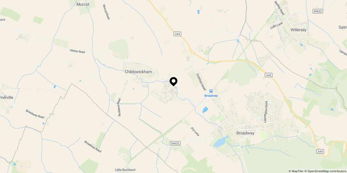 Approximate location of Campden Drive, Broadway, WR12 7NU