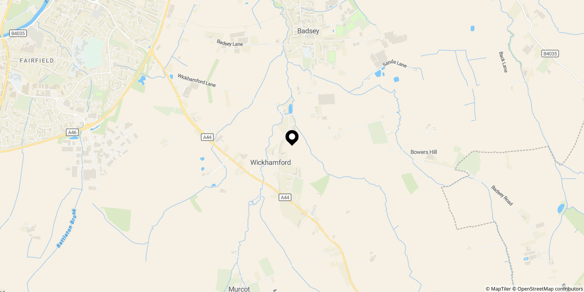 Approximate location of Wickham Close, Wickhamford, WR11 7SE