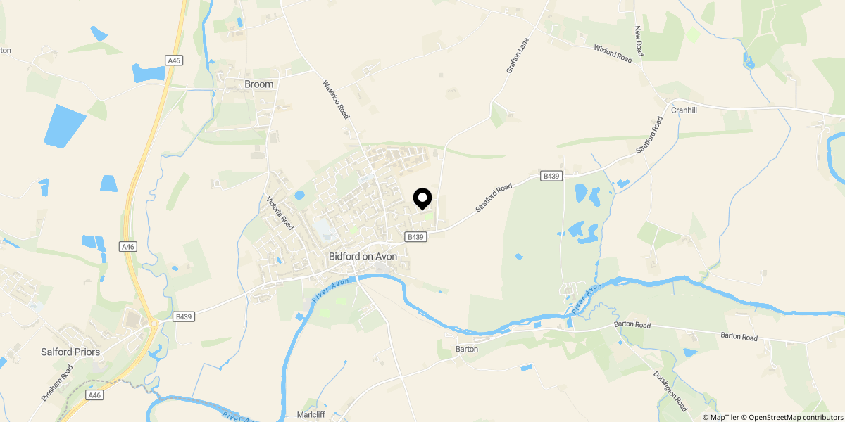 Approximate location of Crompton Avenue, Bidford-on-Avon, B50 4DG