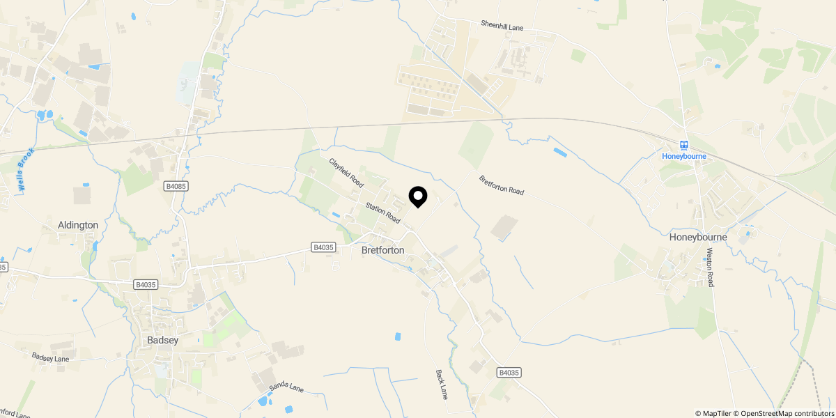Approximate location of Gras Close, Bretforton, WR11 7JP