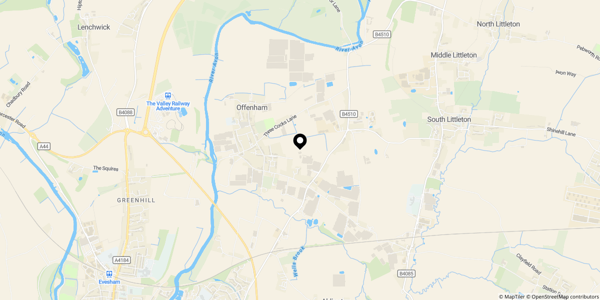 Approximate location of Leasowes Road, Offenham, WR11 8RQ
