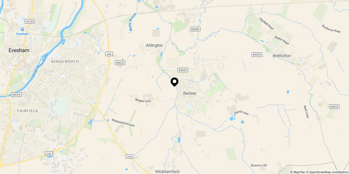 Approximate location of Seward Road, Badsey, WR11 7HQ