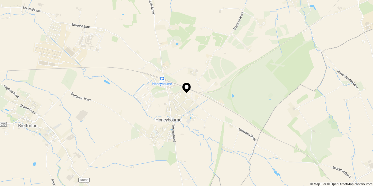 Approximate location of Harvard Avenue, Honeybourne, WR11 7XU