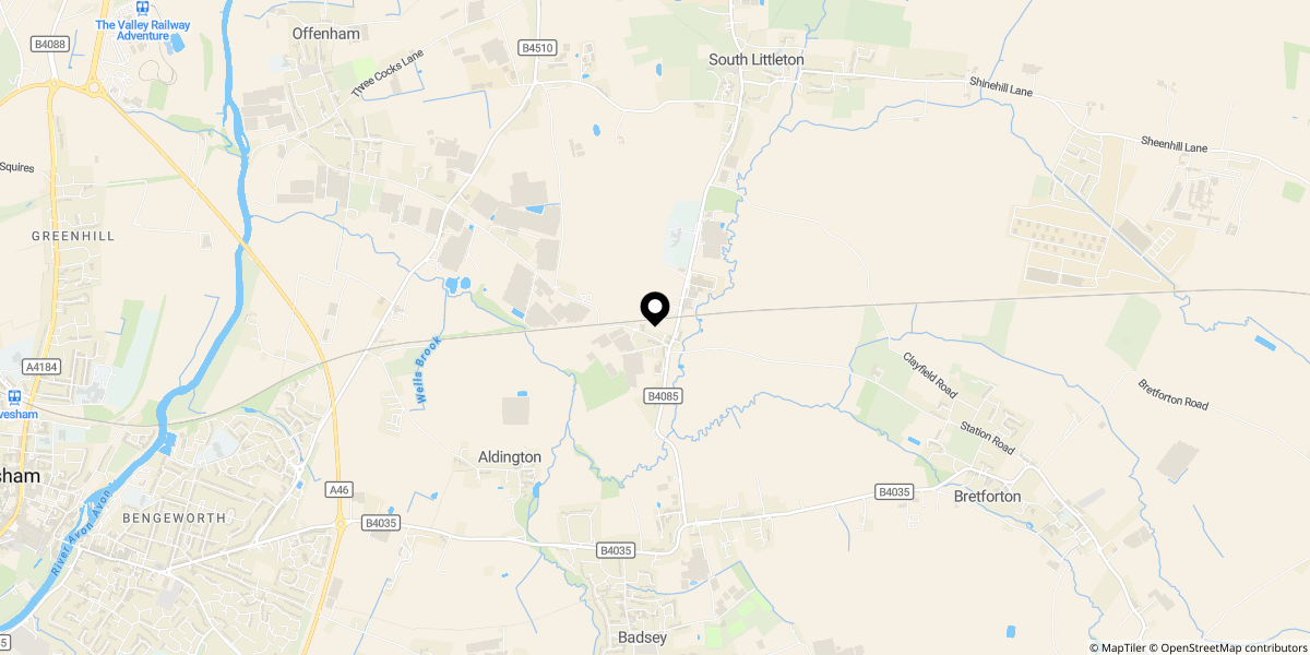 Approximate location of The Bungalow, Station Road, Blackminster, WR11 7TF