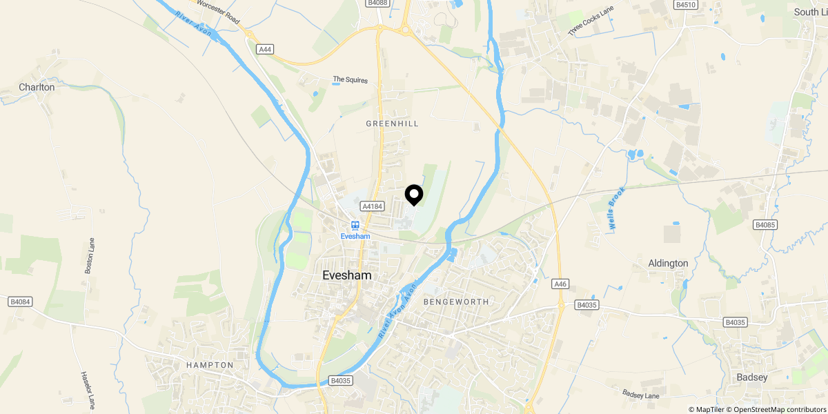 Approximate location of Windsor Road, Evesham, WR11 4QF