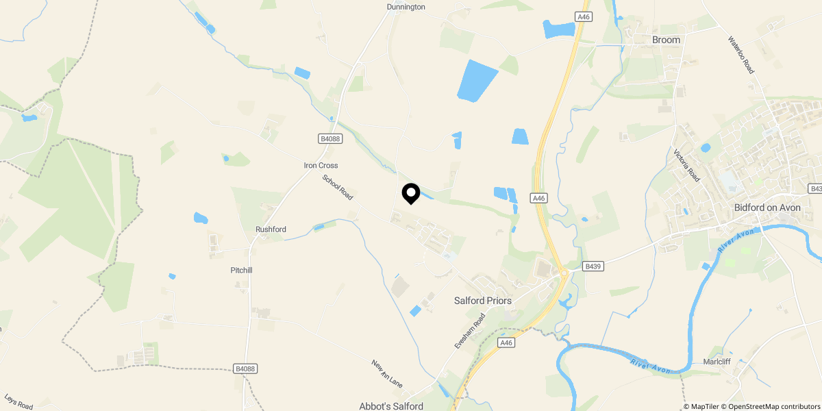 Approximate location of Park Hall, Tothall Lane, Salford Priors, WR11 8SG
