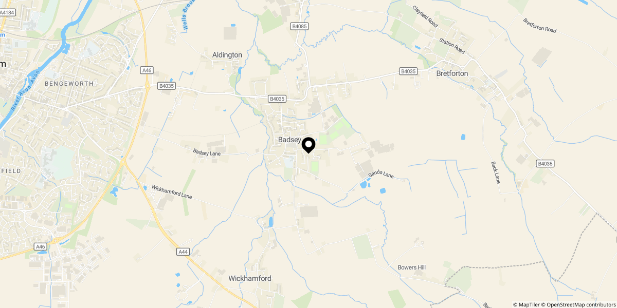 Approximate location of Willersey Road, Badsey, WR11 7HB